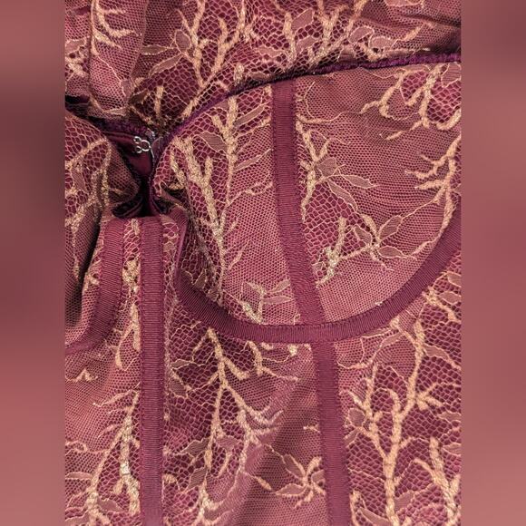 Rtr sz0 Katie May Venus Jumpsuit red wine lace gold shimmer metallic skinny 1 PC - Picture 8 of 13